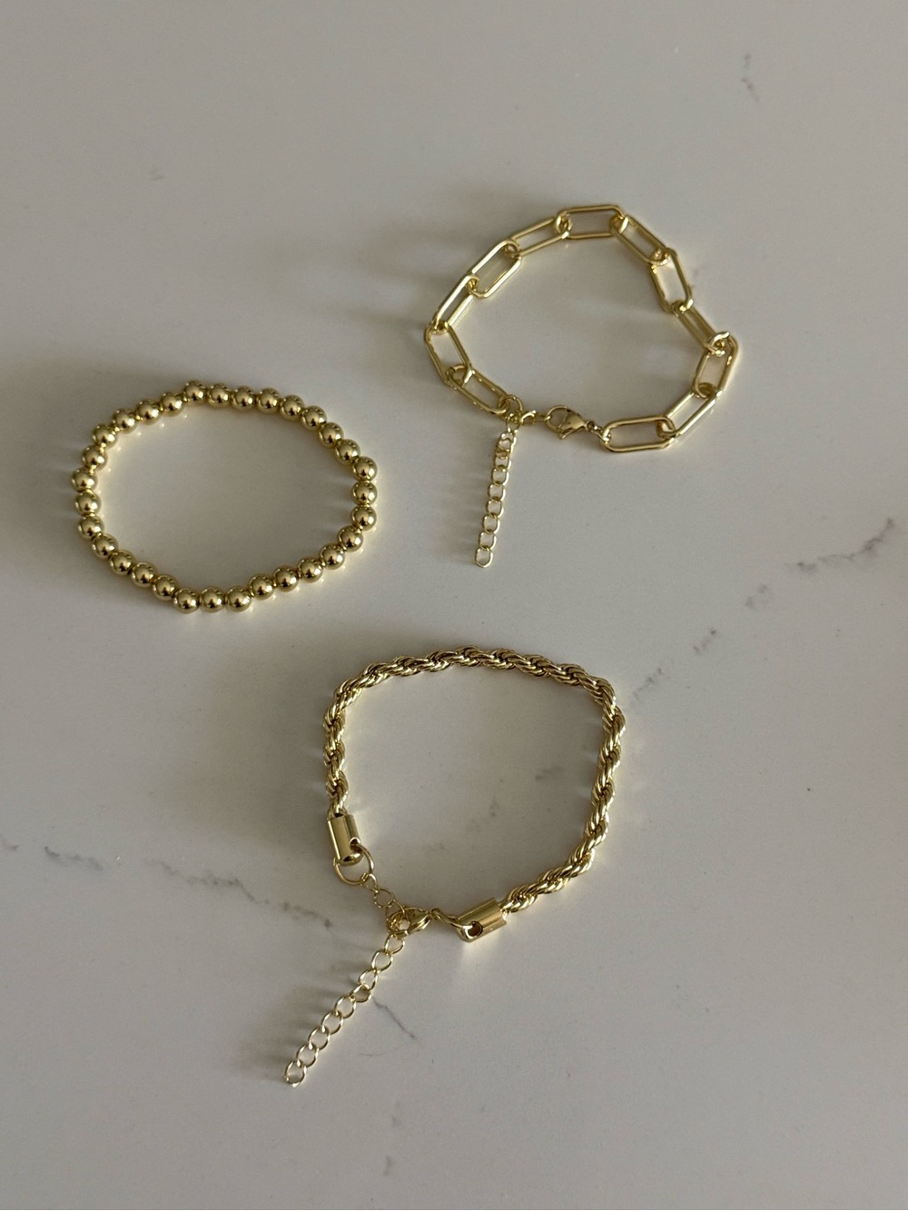 14k gold plated sterling silver bracelet set